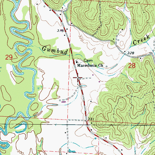 Topographic Map of Gumbud, AL