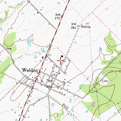 Topographic Map of Weldon School, TX