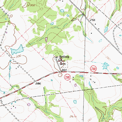 Topographic Map of Antioch (historical), TX