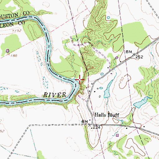 Topographic Map of Halls Bluff Landing (historical), TX