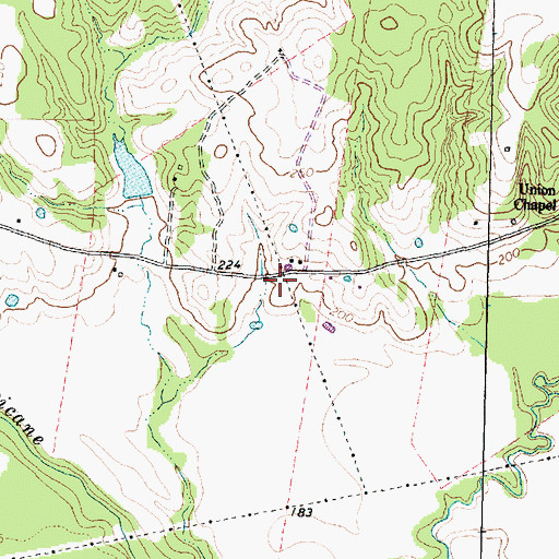 Topographic Map of Campbell Cemetery, TX