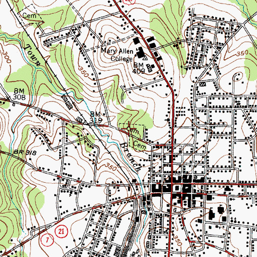 Topographic Map of Glenwood Cemetery North Sector, TX