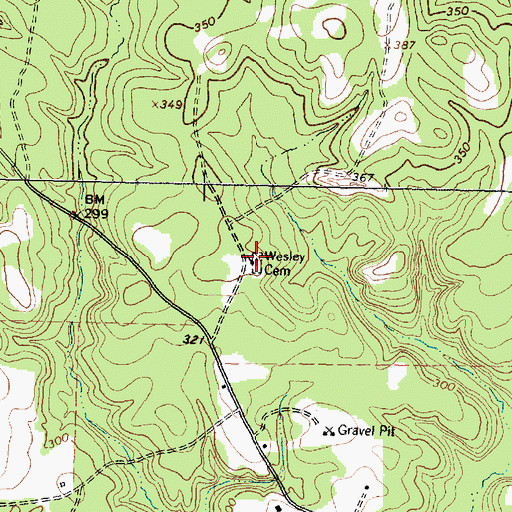 Topographic Map of Wesley Methodist Chapel Church (historical), TX