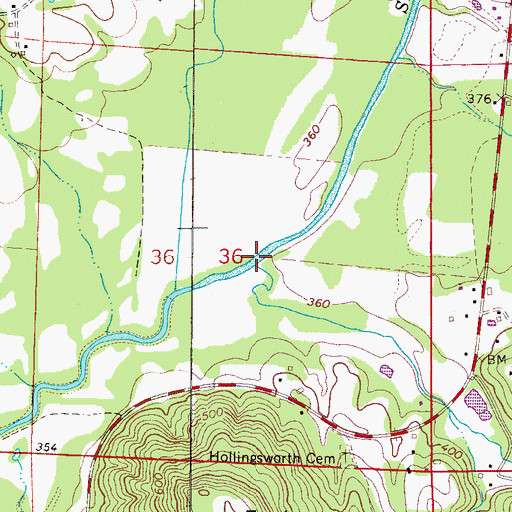 Topographic Map of Hollingsworth Mill Creek, AL
