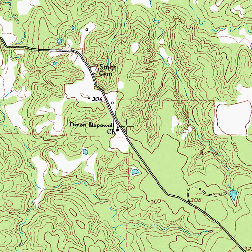 Topographic Map of Bailey Church (historical), TX