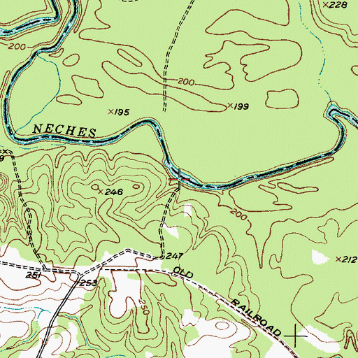 Topographic Map of Bates Ferry (historical), TX