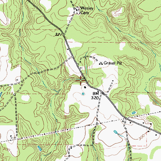 Topographic Map of Wesley Chapel School (historical), TX