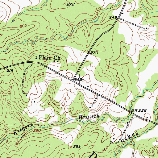Topographic Map of Walker Cemetery, TX
