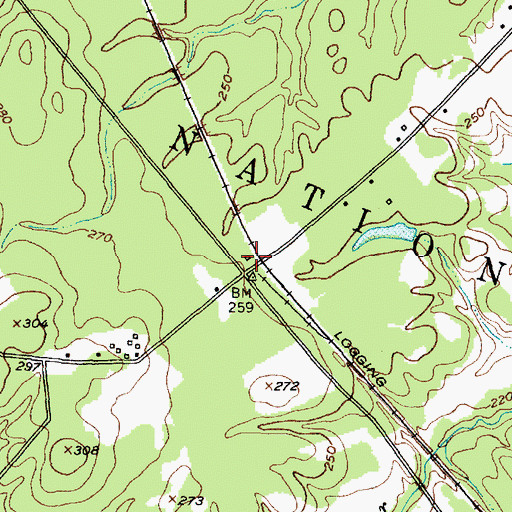 Topographic Map of Anderson Crossing, TX