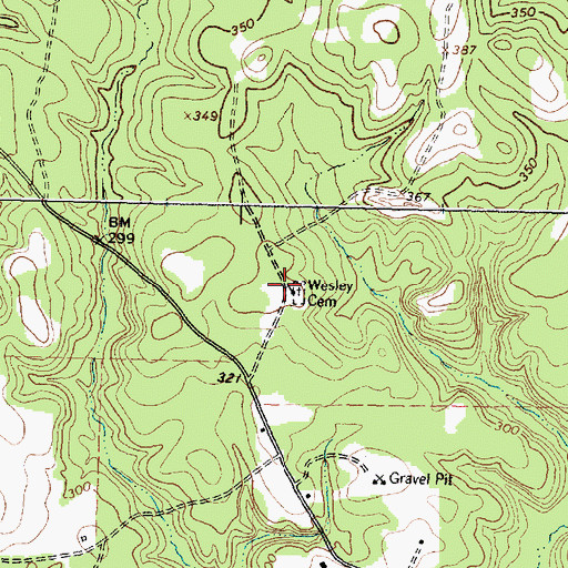 Topographic Map of Wesley Chapel, TX