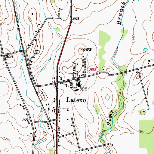 Topographic Map of Latexo School, TX