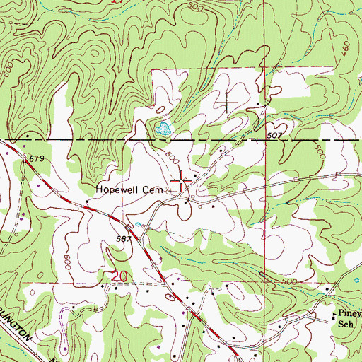 Topographic Map of Hopewell Church (historical), AL
