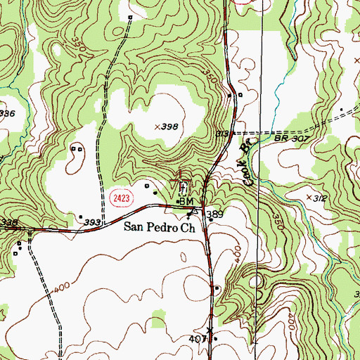 Topographic Map of San Pedro Cemetery, TX