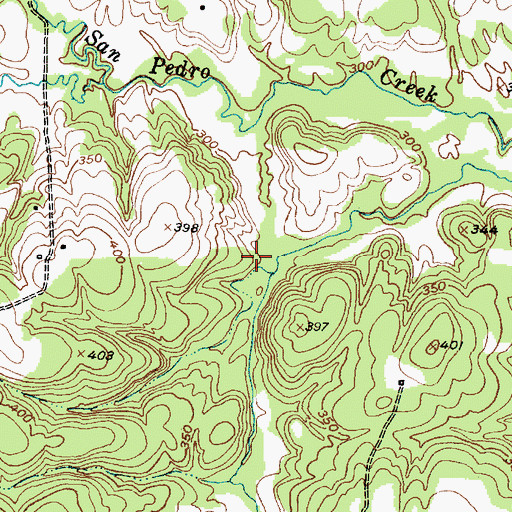 Topographic Map of Thomas Creek, TX