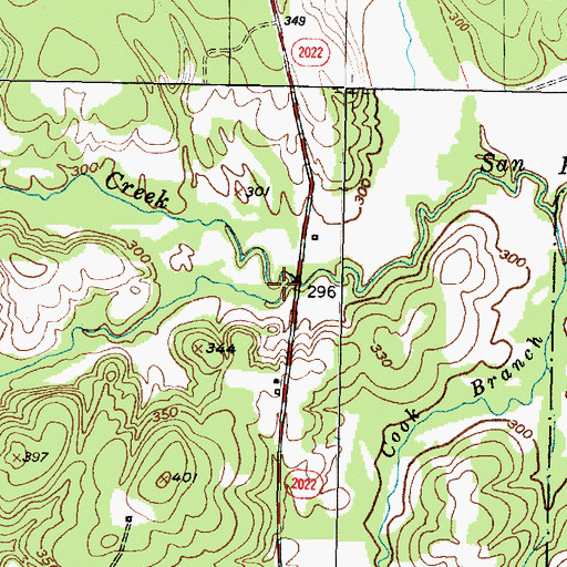 Topographic Map of Whitaker Creek, TX