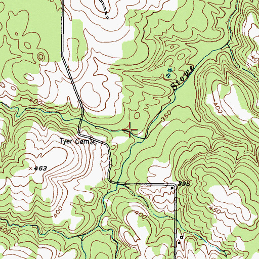 Topographic Map of Tyer Branch, TX