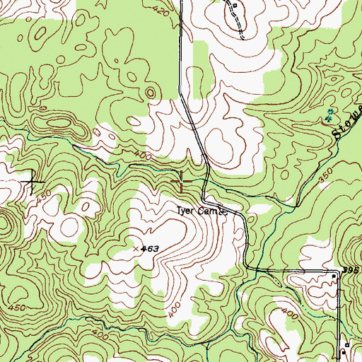 Topographic Map of Tyer Water Wheel (historical), TX