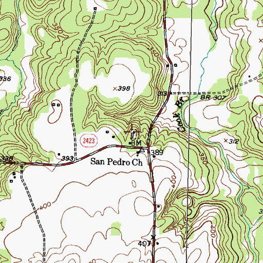 Topographic Map of San Pedro Cemetery, TX