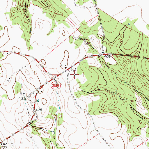 Topographic Map of Walling Cemetery, TX