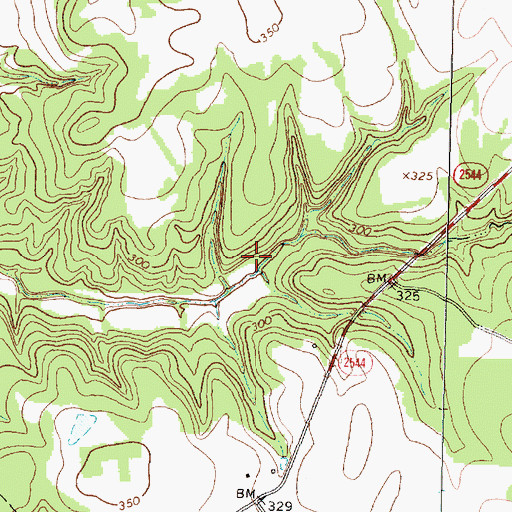 Topographic Map of Meriwether Branch, TX