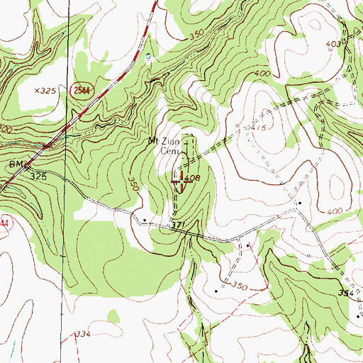 Topographic Map of Meriwether Cemetery, TX