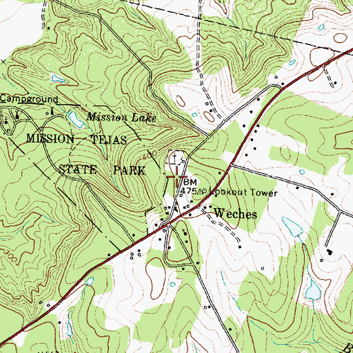 Topographic Map of First Weches School (historical), TX