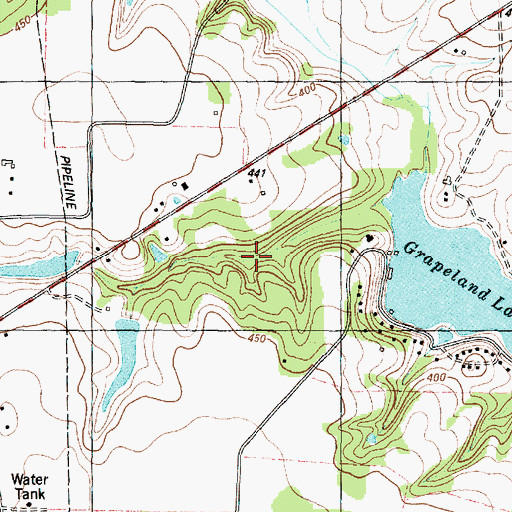 Topographic Map of Mill Branch, TX