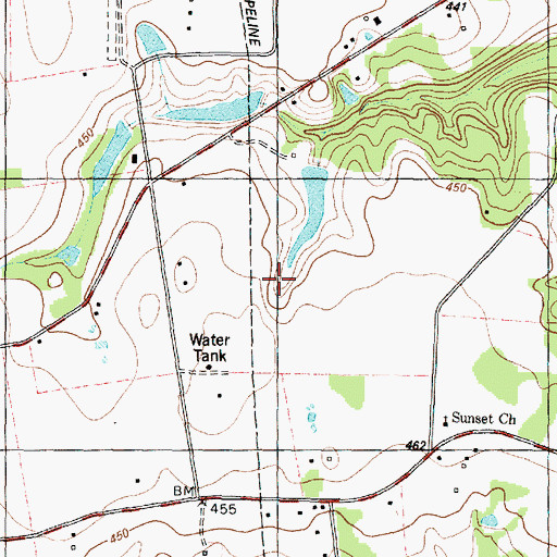 Topographic Map of Green Springs, TX