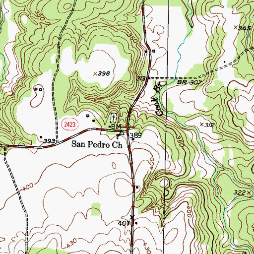 Topographic Map of San Pedro, TX