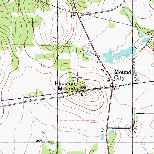 Topographic Map of Houston Mound Historical Marker, TX