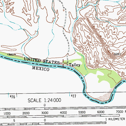 Topographic Map of Talley Crossing, TX