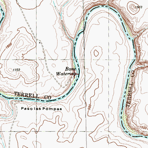 Topographic Map of Paso Colorado Crossing, TX