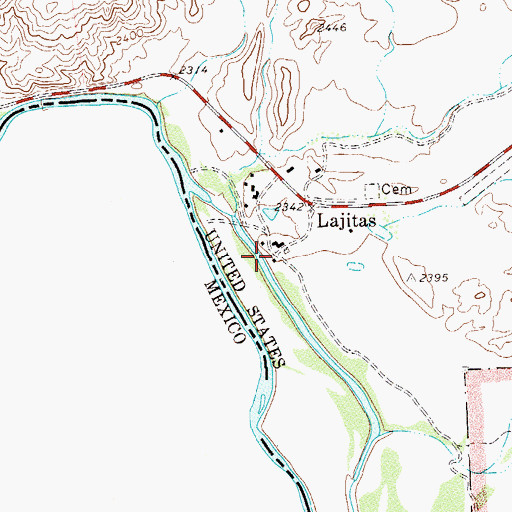 Topographic Map of Lajitas Vehicle Crossing, TX