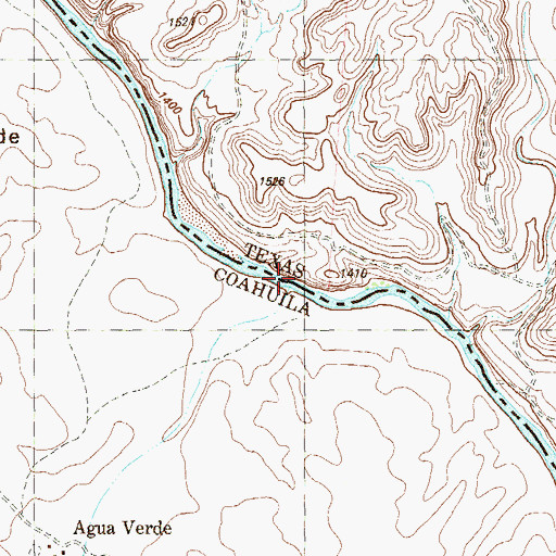 Topographic Map of Agua Verde Crossing, TX