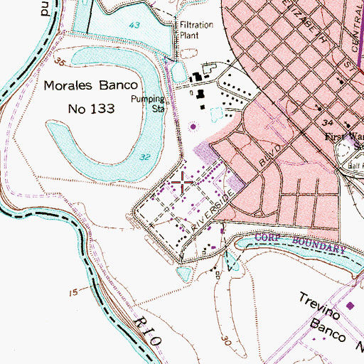 Topographic Map of Riverside, TX