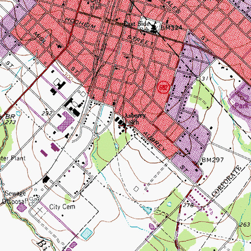 Topographic Map of Asberry School, TX