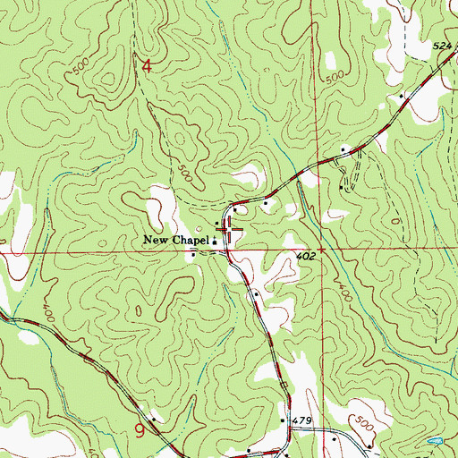 Topographic Map of New Chapel School (historical), AL