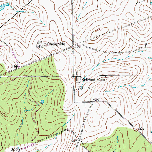 Topographic Map of Bellview Cemetery, TX