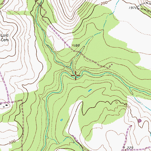 Topographic Map of Boggie Creek, TX