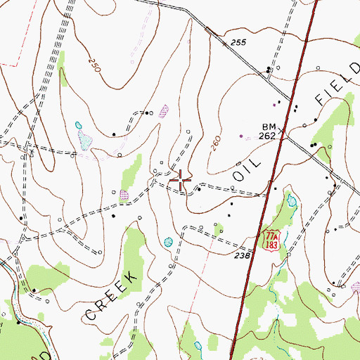 Topographic Map of Cottonwood Creek Oil Field, TX