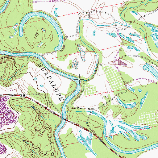 Topographic Map of Cuero Creek, TX