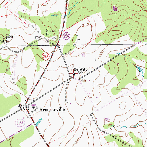 Topographic Map of De Witt School, TX