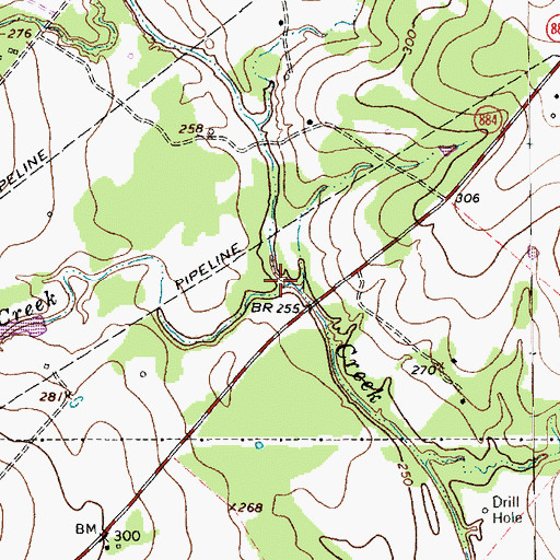 Topographic Map of Goat Creek, TX