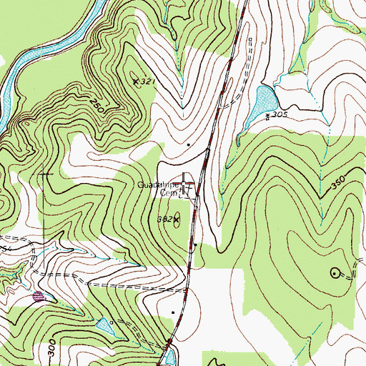 Topographic Map of Guadalupe Cemetery, TX