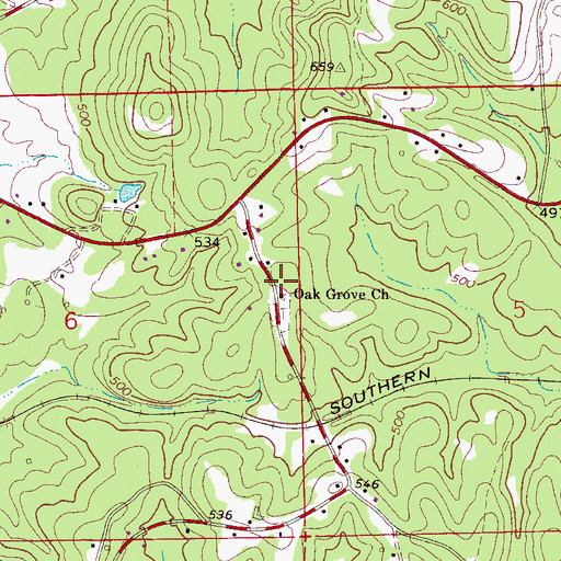 Topographic Map of Oak Grove School (historical), AL