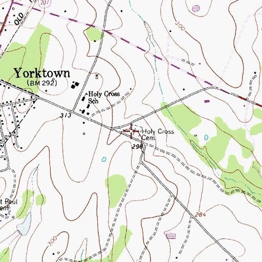 Topographic Map of Holy Cross Cemetery, TX