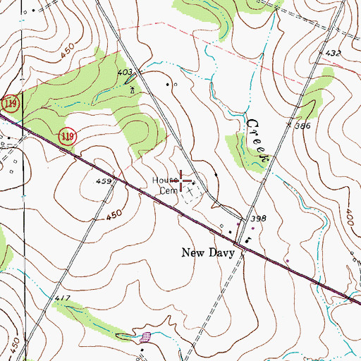 Topographic Map of House Cemetery, TX