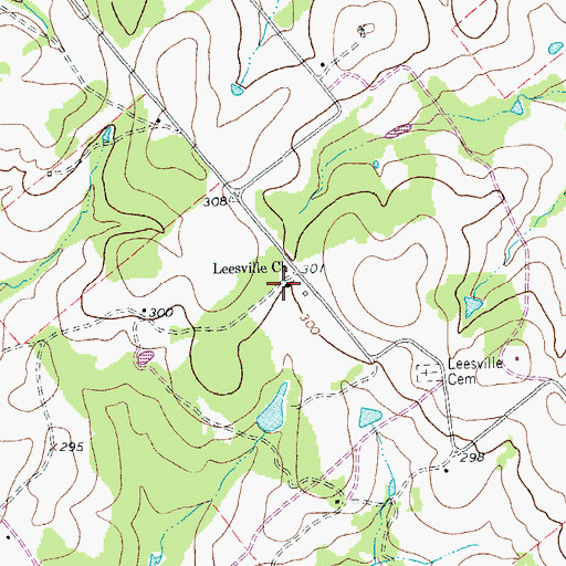 Topographic Map of Leesville Church, TX