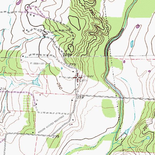 Topographic Map of Leissner Cemetery, TX
