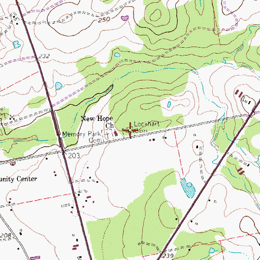 Topographic Map of Lockhart Cemetery, TX